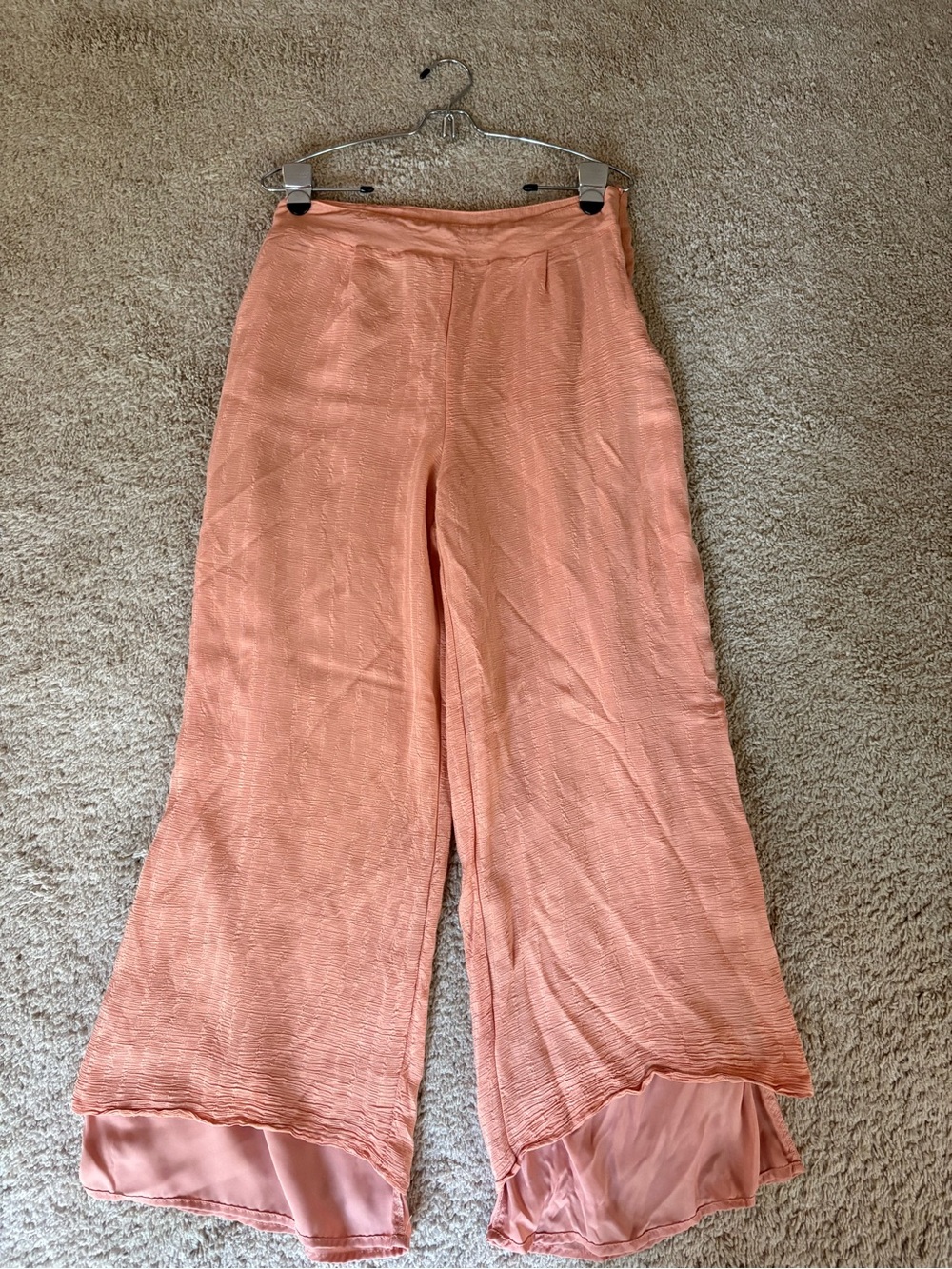 Lulu's Peach Textured Wide-Leg Palazzo Pants